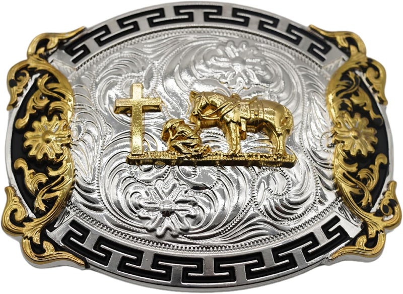 WMG Western Belt Buckles for men women - Praying Rodeo Cowboy Belt Buckle for Men Women - Fits Up to 2 Inch Belts - Image 1
